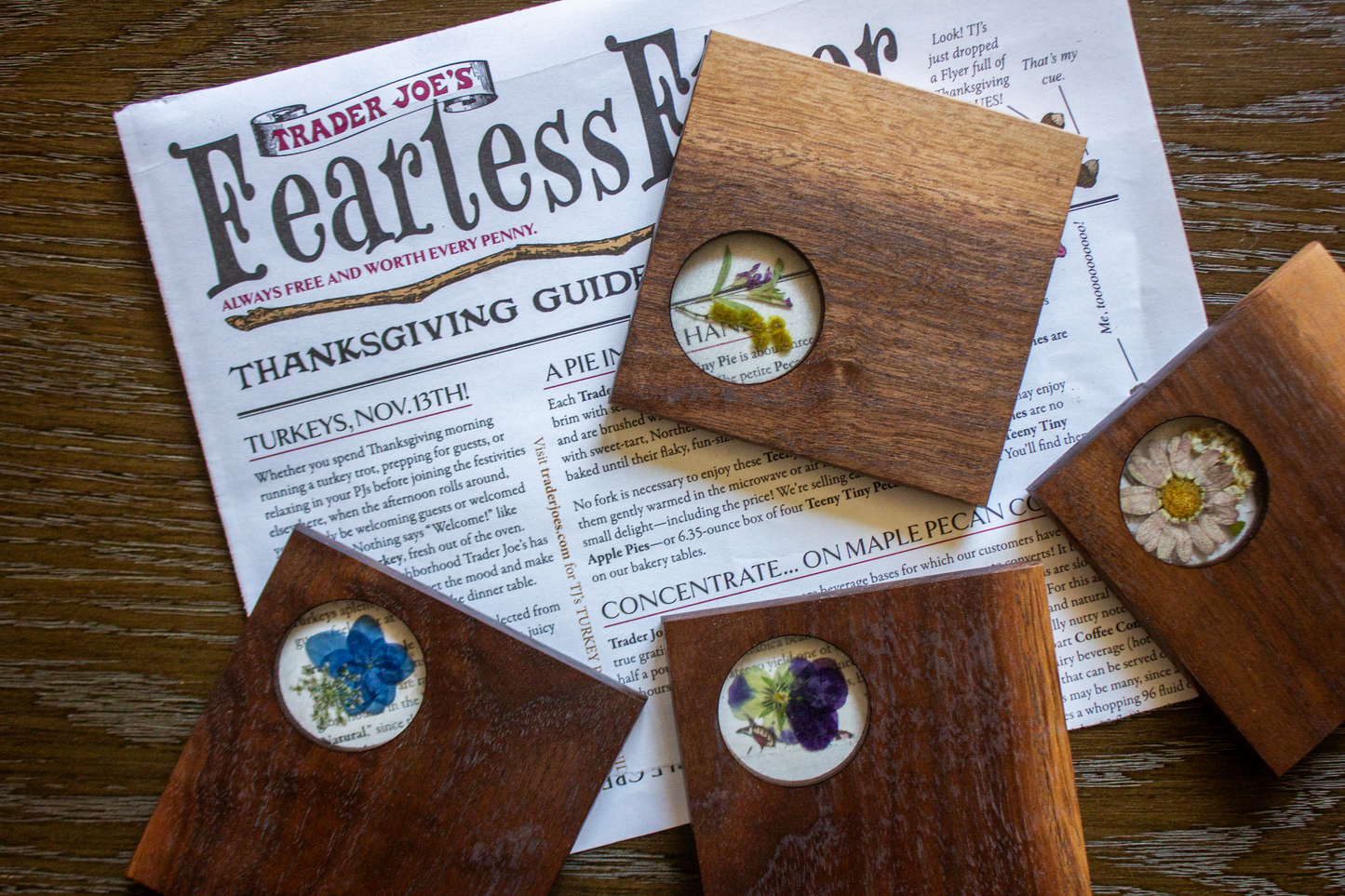 Coasters with Botanical Inlay (Set of 4)
