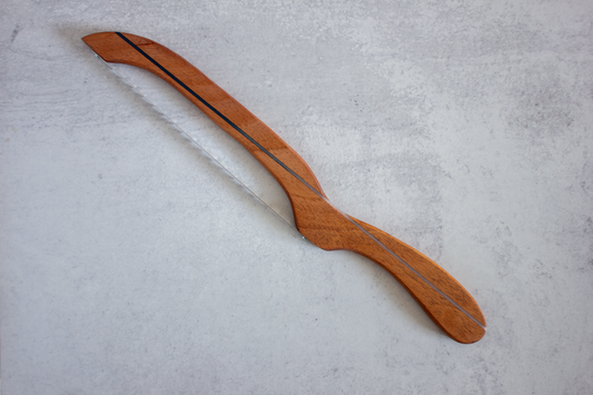 Sapele Bread Bow Knife  with Blue and White Epoxy Inlay